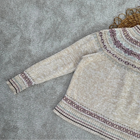 Tiara International Vintage 2001 Retro Faire Isle Zipper Front Sweater Boho L - Picture 8 of 12